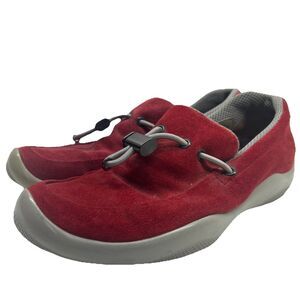 Prada Red Suede Loafers (Women) with Gray Soles  (Preloved) Size 35-36